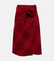 [Burberry] Burberry Burberry Check wool midi skirt UK 12 red