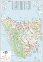 (FOLDED) MAP OF TASMANIA STATE (70X100CM) POSTER AUSTRALIA ROAD GUIDE TRAVEL