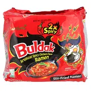 Buldak, Buldak™, Stir-Fried Ramen, Spicy Chicken, 2X Spicy, 5 Packs, 4.94 oz (140 g) Each