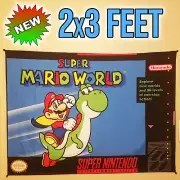 Super Mario World 2x3 foot tapestry / Super Nintendo banner SNES wall flag retro