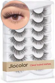 False Eyelashes Fluffy Wispy Curly Natural Lashes 3D Faux Mink Lashes 7 Pairs V