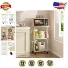 Versatile 3-Tier Rolling Kitchen Microwave Cart with Adjustable Shelf and Wheels
