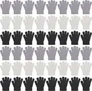 [Neer] 24 Pairs Kid's Gloves Winter Warm Gloves Stretchy Knitted Gloves Bulk Winter Finger Mittens for Boys Girls 7-12 Years