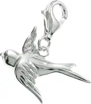 [Dreambell] 925 Sterling Silver Dove Swallow Bird Dangle Clasp European Lobster Clip On Charm