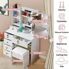 YAMISSI Dressing Table Mirror Stool Jewellery Makeup Storage Cabinet Organizer