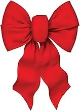 Rocky Mountain Goods Large Wired Red Bow - 12" Wide by 20" Long - Christmas Wreath Bow - Great for Large Gifts - Indoor/Outdoor - Hand Tied in USA - Waterproof Velvet - Attachment tie