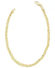 14K Italian Gold Triple Bead Link Chain Bracelet