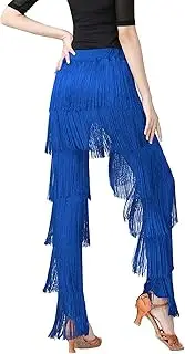 [FEOYA] Women Latin Dance Pants Fringe Ballroom Pants Tassel Tango Salsa Pants Dancing Practice Performance Pants