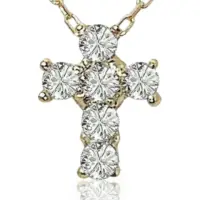 在飛比找momo購物網優惠-【小樂珠寶】頂級10分十字架18k金0.1克拉10分鑽石項鍊