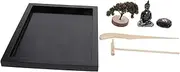 Kisangel 1 Set Zen Garden Decor with Buddha Statue Office Desk Sandbox Art Tray for Tranquil Micro Landscape and Spiritual Decoration