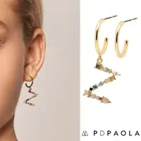 在飛比找momo購物網優惠-【PD PAOLA】西班牙時尚潮牌 金色Z字母耳環 彩鑽耳環