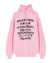 Balenciaga Languages Print Hoodie XS Pink