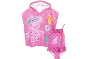 Peppa Pig Girls Swimsuit And Poncho Set (Pink) - UTNS6396
