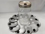 100 Pack of Wide Mouth Mason Jar Lids with Injection Port & Filter