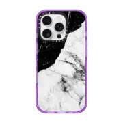 iPhone 16 Pro Impact Case Black and White Contrast Marble