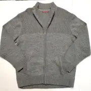 PAULO SOLARI 100% Acrylic Full Zip Sweater Men's 2XL XX-LARGE Gray Pockets