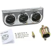 52mm Oil Pressure Celsius Water Temperature Gauge Voltmeter Chrome 3 In 1 Gauge Kit Car Motorcycle Meter, Black Dial - SNNGV
