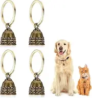Dog Collar Bell, 4Pcs Cat Bells Copper Bells Retro Aesthetics Extra Loud Dog Bells Cat Tracker Collar Anti-Lost ID Pendant Accessories Tags Decorative Pet Tracker for Cat Dog Collar