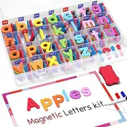 Gamenote Classroom Magnetic Alphabet Letters Kit 208 Pcs with Double-Side Magnet Board - Foam Alphabet Letters for Preschool Kids Toddler Spelling and Learning Colorful