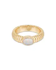 Ettika Flex Ribbed Opal Ring in 18K Gold Plated