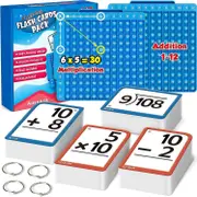 Math Flash Cards + Math Board, Multiplication Flash Card Times Table Chart, Math Manipulatives Division, Addition, Subtraction Math Game Toys