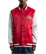 STARTER Mens Budweiser Varsity Jacket, Red, Large