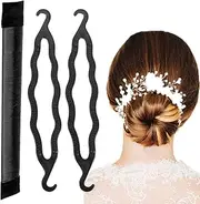 Hair Bun Maker French Twist Hairstyle Tool, Women Girls Plastic Donut Hair Crown Shapers for DIY Hairstyles (3 Pack, Black)