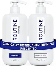 Routine Wellness Shampoo and Conditioner Set for Stronger Hair - Biotin | Color Safe | Sulfate-Free | Vegan | Clinically Tested | Nourishing Oils and Vitamins - Unscented 14oz (Pack of 2)