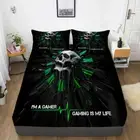 Gaming Is My Life Gamer Bed Decor Fitted Sheet Set Single/Double/Queen/King Size