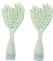 FRCOLOR 2pcs Portable Hollow Hair Brush with Built Mirror Curved Vented Design for Wet Dry Hair for Styling and for Women the Go