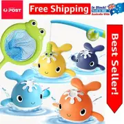 Safe BPA-Free Bath Toys - Non-Assembly Fishing Game with 4 Swimming Whales