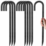 8 Pack 12" J Hook Rebar Stakes Heavy Duty Ground Anchors for Tents & Fences