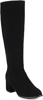 [AORUIDAT] Women's Ladies Thigh High Boots Block Heel Stretch Winter Suede Retro Dress Party Long Shoes,Black,35 EU