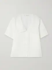 [FRAME] FRAME - Scalloped Ramie-voile Blouse - White - small small White