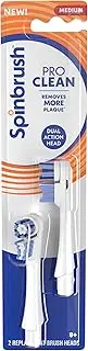 Spinbrush PRO Clean Replacement Heads, Electric Toothbrush Refills, Medium Bristles, 2 Count