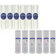 6 Carbon Block Filters 6 Sediment Filters NSF 5Micron 2.5X9.75" Standard Filters