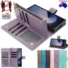 For Samsung Galaxy Z Fold 6 5 4 3 Magnetic Leather Zipper Wallet Case Flip Cover