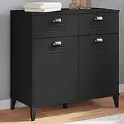 Sideboard VIKEN, Black 80x40x80 cm, Durable Engineered Wood Buffet Cabinet for Hallway Storage & Living Room Display