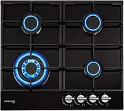 GASLAND chef Gas Cooktop 4 Burners Built-in Gas Hob Black Tempered Glass Finish Gas Cooker Stove NG LPG 60CM