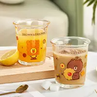 在飛比找蝦皮購物優惠-現貨【LINE FRIENDS】 透明玻璃杯 飲料杯 布朗熊