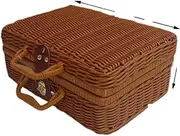 qwmvhfg, Small Picnic Basket Woven Storage Basket Portable Storage Box with Handle Gift Boxes Flower Snack Handbag Outdoor Picnic Baskets Organizer