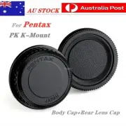 Premium Body Cap + Rear Lens Cap For Pentax PK K-Mount For K20D K10D K2 K5