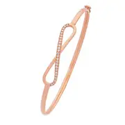9kt Rose Gold Silver Infused Infinity Bangle with Cubic Zirconia