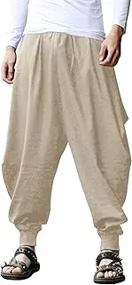 [COOFANDY] Men Hippie Harem Pants Baggy Linen Boho Yoga Casual Drop Crotch Trouser