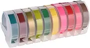 YaSao 3D Plastic Embossing Label Tape Refill for DYMO 12965 1610 Label Maker with 3/8 Inch * 9.8 feet, 10 Roll (Random Color Delivery)
