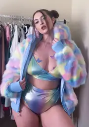 [Sugar Thrillz] Plus Welcome To Wonderland Faux Fur Jacket