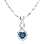 London Blue Topaz Infinity Heart Pendant with Diamonds