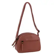 Milleni Women's Multi Zip Leather Shoulder Crossbody Bag 23x17cm Rose