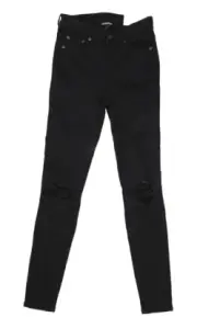 American Eagle Next Level Stretch Ripped High V Rise Jeggings Black Womens 4