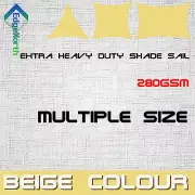 Outdoor Sun Shade Sail - Sand / Beige Triangle Square Rectangle Canopy 280gsm